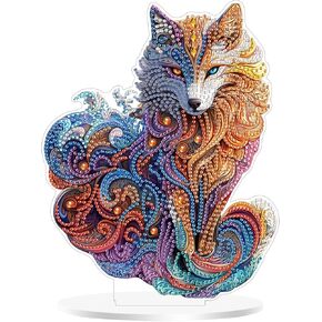 SOURMO Tabletop Diamond Art Painting Animal Kit, DIY Double Sided Acrylic Diamonds Painting Board Kit for Adults (Wolf)