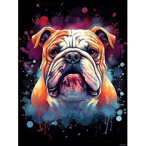 مجموعات الطلاء Jxavaxde Diamond للبالغين ، Bulldog الإنجليزية مع لسانها الماس DIY 5D كامل الجولة الحفر الفنون والحرف اليدوية ، لديكور جدار ديكور المنزل 12x16 بوصة