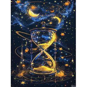 BRTITA 5D Adult Diamond Painting Hourglass Kit, Mystery of The Stars, Moon and Star DIY Gem Art Painting with Diamond Home Wall Trim 12x16in / 30x40cm