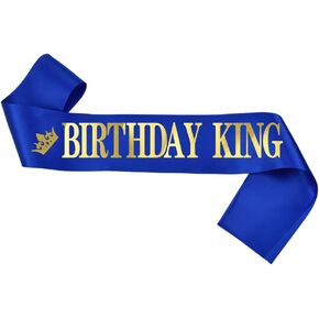 عيد ميلاد الملك الأزرق ، أعياد الميلاد للأولاد أو الرجال رسالة الذهب رقائق الذهب 21th 30th 40th 60th أو أي زخارف حفلة عيد ميلاد ممتع (الذهب الأزرق)