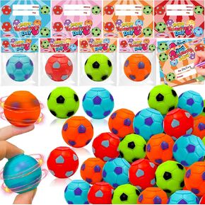 AMENON Valentines Day Gifts for Kids 28 Pack Prefilled Fidget Spinning Soccer Ball Fidget Toys Valentines Day Card for Kids Classroom School Valentines Exchange Party Favors