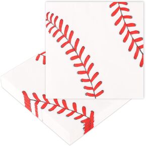 50pcs Baseball Napkins, 6.5x6.5in Baseball Paper Napkins Baseball Pattern Napkins Cocktail Beverage Baseball Party Supplies for Sports Party Birthdays Weddings Decorations