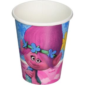 AMSCAN TROLLS 9 OZ CUPS (8 COUNT) ، متعدد الألوان ، مقاس واحد