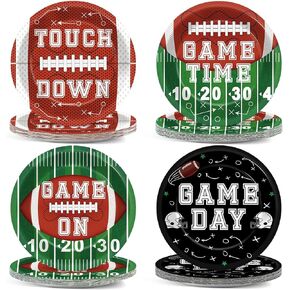 GISGFIM 60 PCS POBATING Party Decorations 2025 لوحات كرة القدم والمناديل التي تلمس أدوات المائدة الورقية لأسفل مجموعة ألواح الحفلات ذات الطابع الرياضي لـ Game Day Party Plates Plates Dessert Plates
