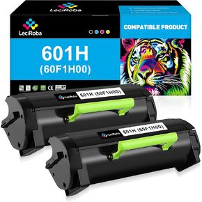 LeciRoba 60F1H00 High Yield Toner Cartridge for Lexmark 601H 60F1H00 for Lexmark MX310 MX410 MX510 MX511 MX610 MX611 Series Printer (Up to 10K Pages, Black, 2-Packs)