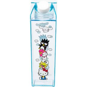 Silver Buffalo Sanrio Hello Kitty and Friends Plastic Milk Carton Bottle Featuring Cinnamoroll, Badtz Maru, My Melody, Keroppi, and Hello Kitty, 16.2 Ounces