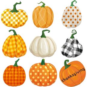 Cholemy 90 Pcs Pumpkin Cutouts Thanksgiving Fall Pumpkins Bulletin Board Decor Autumn Thanksgiving Cutouts with Glue Point Dots Colorful Paper Decor for Classroom Home Halloween Party