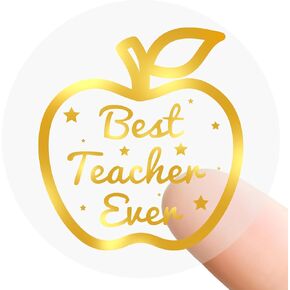300pcs تقدير المعلم ملصقات الذهب رقائق الذهب أفضل معلم من أي وقت مضى Apple شارات 1.3 بوصة معلم سعيد الأسبوعية واضحة ملصقات للادة اللاصقة للمعلمين يفضل الحفلة على اللوازم