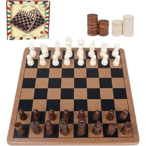 Gothink Magnetic Wooden Chess Board Set with Manual for Adults Kids 15 Inch Chess Puzzle with 32 Wood Handmade Pieces Folding Portable Travel Unique Chess Game for Tournament Professional Beginner