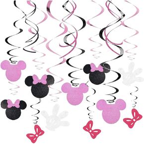 ديكورات ميني دوامة معلقة ، 30pcs سقف اللافتات لحفلة عيد ميلاد Mini Mouse ، فأر لطيف موضوع ديكور الحفلات الحفلات الحفلات للأطفال