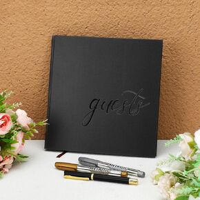 Happy Birthday Guestbook Birthday Scrapbook 7.87 x 7.87 Inches Birthday Photo Booth Album Signature Book with Gold Silver and Black Gel Pens, 72 Sheets