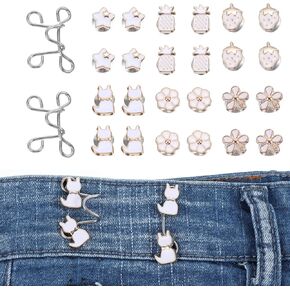 12 pcs pant pant weist tidenener قابلة للتعديل للسروال الفضفاض ، لا يوجد خياطة ضيقة لخصر للنساء ، مقاطع بانت لتشديد الخصر على الجينز التنانير غير الرسمية ، سهلة التثبيت جين جينز.