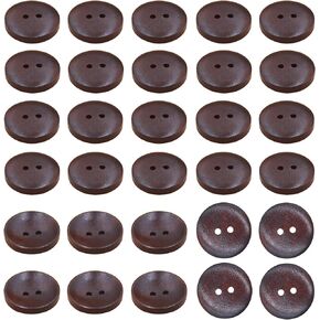 100PCS 0.5 Inch Dark Brown Classic Wooden Buttons, 2 Holes Round Convex Buttons for Sewing, Craft, Shirt, DI in Kuwait