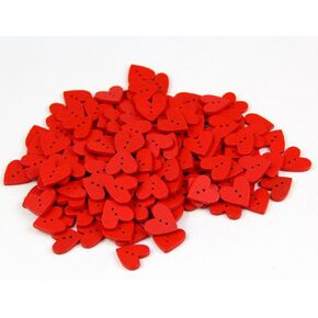 One Pack of About 160pcs Red 20mm Heart Shaped Painted 2 Hole Wooden Buttons Package for Sewing Scrapbooking Crafting