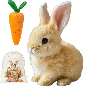 أرنب واقعية Bun.ny Toy ، Bunny واقعية Bunn.y القفز ، الوخز ، وتهتز الأذنين (بني)