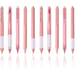 10 PCS Gel Pens Point ، مجموعة قلم نقاط دقيقة قابلة للسحب ، كتابة سلسة حبر سوداء جاف 0.5 ملم ، لوازم مدارس المكاتب الجمالية لأخذ ملاحظات اليومية (Beige)
