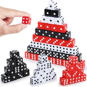 HOOQICT 100 PITS DICE SET 16MM GAME DICE CASINO DICE DICE BUTKER ACRYLIC 6 Side Side Colored Dice for Casino Vegas Party Party Board Games Drice Math Dice (Black ، Red ، White)
