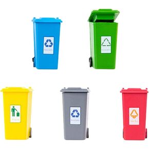 Miniature Garbage Cans Mini Trash Can Toys with Opened Lids Simulation Curbside Waste Bin Model for Kids Toys Mini Recycle Bin Dollhouse Decor 1: 87 Scale
