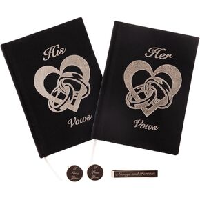 Lefens Fow Books His and Hers ، Wedding ، Linen ، Fow Books for Wedding with Cufflinks Tie Clip Clip ، Book Fow ، Voil Stamped Book (Dark Knight)