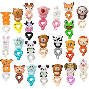 50pcs Cartoon Zoo Animal Wrist Ballon Wildlife Safari Balloon Animals Balloons bracelets for Jungle Theme Birthday Party Favors, Assorted Style