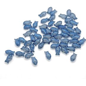حبات الأسماك الزجاجية 60pcs ، حبات الفواصل الزجاجية الزرقاء الأزرق الكهربائي ، حبات حيوانات البحر اللامعة الصغيرة ، حبات زجاجية فضفاضة كبيرة لصنع المجوهر