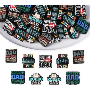 20 PCS حبات السيليكون للأقلام ، أبي أبي سيليكون بؤريس حبات عيد الأب ، موضوعات محفورة قابلة للخرز لمجوهرات مفاتيح مصنوعة يدويًا مصنوعة يدويًا.