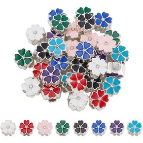 ph pandahall 32pcs زهرة حبات المينا ، 8 ألوان سبيكة حبات معدنية فضفاضة حرفة حرفة الفواصل لعيد الحب قلادات الصداقة