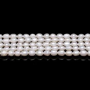 Pearl Beads, Natural Oval Freshwater Cultured Pearl Loose Beads 6-7mm 14.2 inch Quality Level A (2 Strands) for Jewelry Making Deco Charms Necklace as Gift