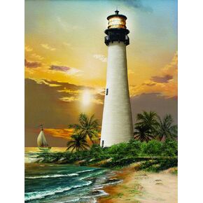 SUNSOUT INC - Cape Florida Lighthouse - 500 pc Jigsaw Puzzle by Artist: Tom Wood - Finished Size 18" x 24" - MPN# 28838