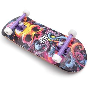 SPITBOARDS® 34 x 96 mm Wood Fingerboard Complete Set-Up, Pre Assembled, 5-Layers Wood, Pro Trucks with Lock Nuts, CNC Bearing Wheels, Real Wear Graphics, Lasered Foam Grip Tape, Pink Mushrooms in Kuwait