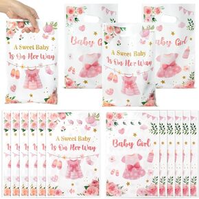 50pcs Pink Floral Baby Shower Party Party Favor ، وهو طفل حلو في طريقها إلى حقائب Treat