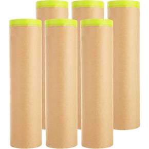 6 Rolls Masking Paper 21"x 50 feet Tape and Drape Painters Paper Pre-Taped Making Paper for Painting, Automotive Paint Masking Paper for Painting Cars and Auto Body, Floor Protection, Wall Covering