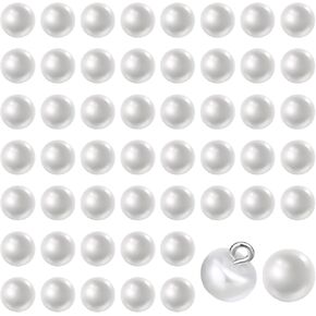 50pcs Pearl Buttons, Round Pearl Buttons with Shank, Fashionable and Simple, Widely Used in Skirts, Sweaters, Shirts, Hats, Etc., Suitable for DIY Sewing Decoration (White)