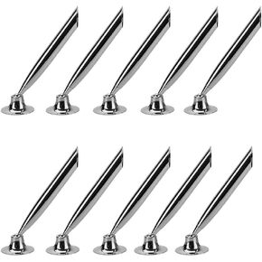 ICYANG 10 Pieces Silver Desk Pen Holder Stand Organizer Base Metal Desktop Pencil Holder Funnel for Home Office Hotel Counter Pens Bank Lobbies Office School