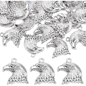 Sunnyclue 1 Box 50pcs Eagle Head Charms سحر وطني سحر التبت الأسلوب التبت الأنيق العتيقة سبيكة سحر النسر أمريكا 4 يوليو استقلال يوم الاستقلال الولايات المتحدة الأمريكية