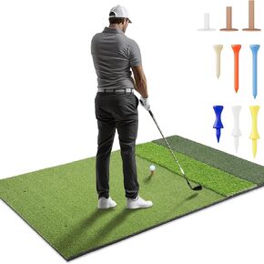Large Premium 6x4ft Golf Mat | Thick 15mm EVA Base | Tri Turf Design for Hitting, Swinging, Chipping, Driving | Indoor, Outdoor & Simulator Training | Durable Practice Mat with Tees | Great Golf Gift