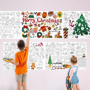 لفة تلوين عيد الميلاد ، ملصق تلوين كبير لزج لا فوضى ورقة رسم للأطفال الصغار 118 "× 16" الحجم جامبو DIY رسم لفة الرسم للاستيعاب ، والهدايا ، والحفلات ، والجدران