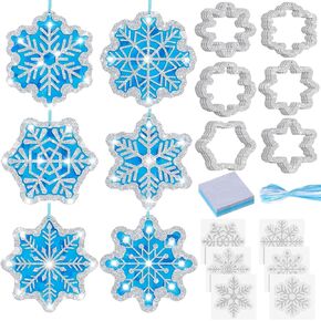 Epakh 24 مجموعات Snowflakes Kit Kit Snow Tissue Sign Craft Winter Christmas Craft Make Your Xmas Tree Hanging Ornament لعطلة الحفلات DIY المنزلية