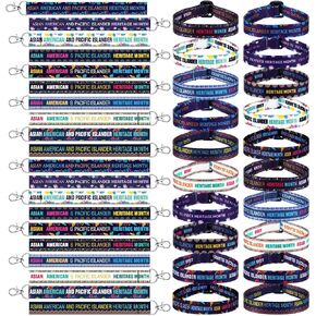 100 PCS Asian American American and Pacific Mostral Honor -Month Cheychains Lanyard Keychains Bracelets القابلة للتعديل هدايا معصم AAPI Bulk AAPI AAPI HISTERS BRACELTS BRACELETS FOR SUPPERS