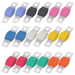 18pcs AMI/Midi Fuse,12V-58V Copper Plated High Current Bolt-on Fuse Assortment,for Automotive Car Truck Marine Boat Buses Audio Video Electronic System (30A,40A,50A,60A,80A,100A,125A,175A,200)