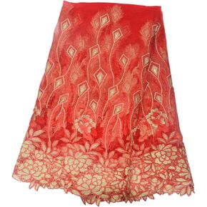 Aisunne African Lace Fabrics 5 ياردة النسيج النيجيري الفرنسي الدانتيل مع زهرة مطرزة الأزياء لفساتين حفل الزفاف (الأخضر)