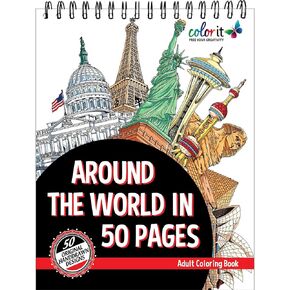 ColorIt The Fifty States Spiral Bound Adult Coloring Book, 50 Original Designs with Perforated Pages, Lay Flat Solid Book Cover, Ink Blotter Paper | for Arts and Crafts, Coloring Books for Adults