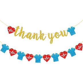 Thank You Banner for Nurses and Doctors - Hospital Theme Medical Decorations for Nurse Birthday