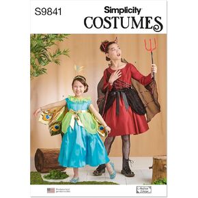 Simplicity Children's and Girls' Peacock and Devil Costumes Sewing Pattern Kit by Andrea Schewe, Design Code S9841, Sizes 7-8-10-12-14, Multicolor