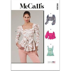 McCall's Misses Tops Packet Packet ، رمز التصميم M8388 ، الأحجام 16-18-20-22-24 ، ألوان متعددة