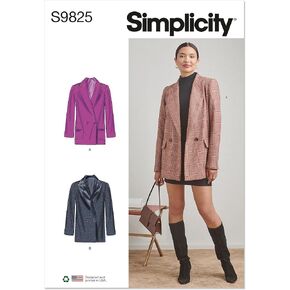 Simplicity Misses' Lined Jackets Sewing Pattern Kit, Design Code S9825, Sizes 8-10-12-14-16, Multicolor