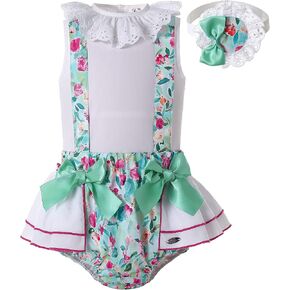 Pettigirl Girls Stylish Summer Green Pattern Printed Ruffle Cotton Clothing Toddler Child Pretty Casual Dresses in Kuwait