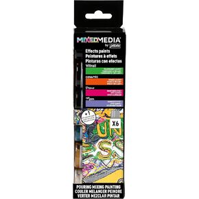 PEBEO Mixed Media Paint, Turqouise Gold, Cardinal Blue, Lemon, Crimson 6 x 20 ml