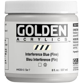 Heavy Body Acrylics by GOLDEN, Interference Blue (Fine), 8 fl. oz. Jar, Professional Acrylic Paint, Transparent