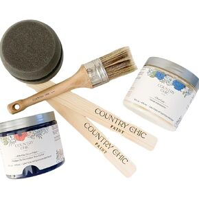 طقم الطلاء الأثاث للمبتدئين - Country Paint Paint الصديق للبيئة DIY الطلاء الأثاث الطلاء ، فرشاة الطلاء ، وحزمة معطف أعلى واضحة - البساطة [أبيض] - نصف أوقية)